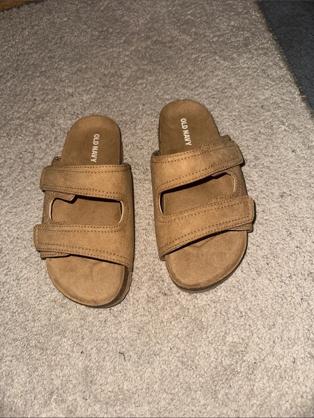 Old Navy Tan Suede Double-Strap Slides